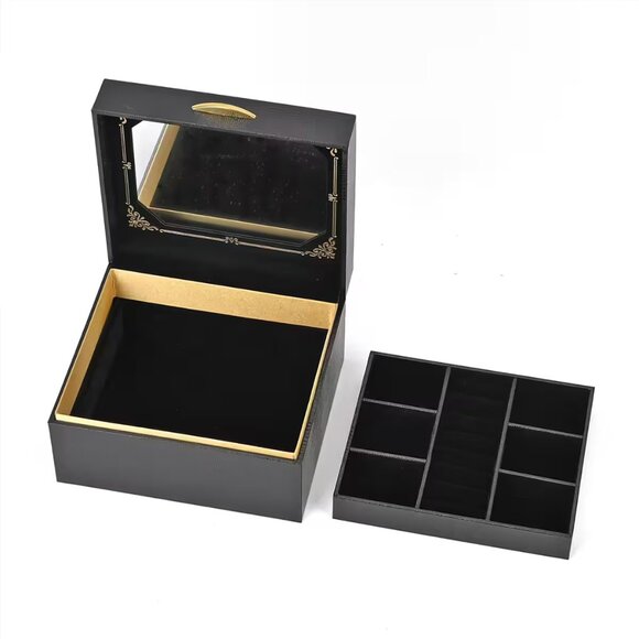 ** 2/$35 NEW Beige Lizard Embossed Pattern Leatherette Anti Tarnish Jewelry Box - Picture 11 of 11